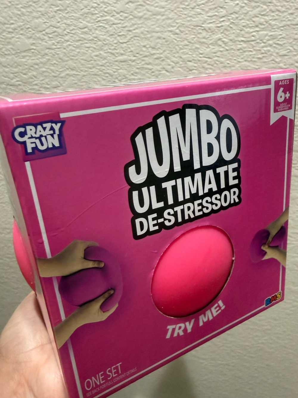 RMS Jumbo Ultimate De-Stressor Giant Ball Squishy - Pink. Crazy fun viral toy